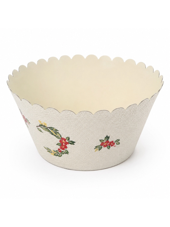 Unbranded Other - Vintage Christmas Toleware Bowl Scalloped Edge Berry Wreath Metal Bowl Cottageco